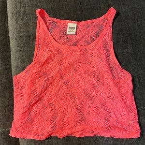 Like new Pink by Victoria’s Secret lace crop tank top